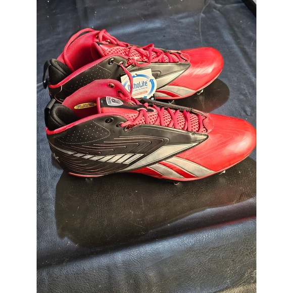 NWT Reebok NFL Equipment Football Cleats Red Black U-Form PlayDry‎ Mens Shoes 13